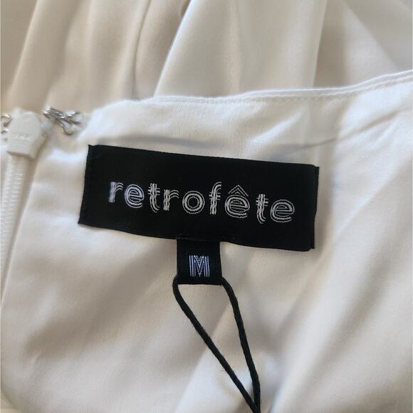 Retrofete Margot Dress White Size Medium Silk Blend Open Back Bridal NWT - Picture 13 of 16